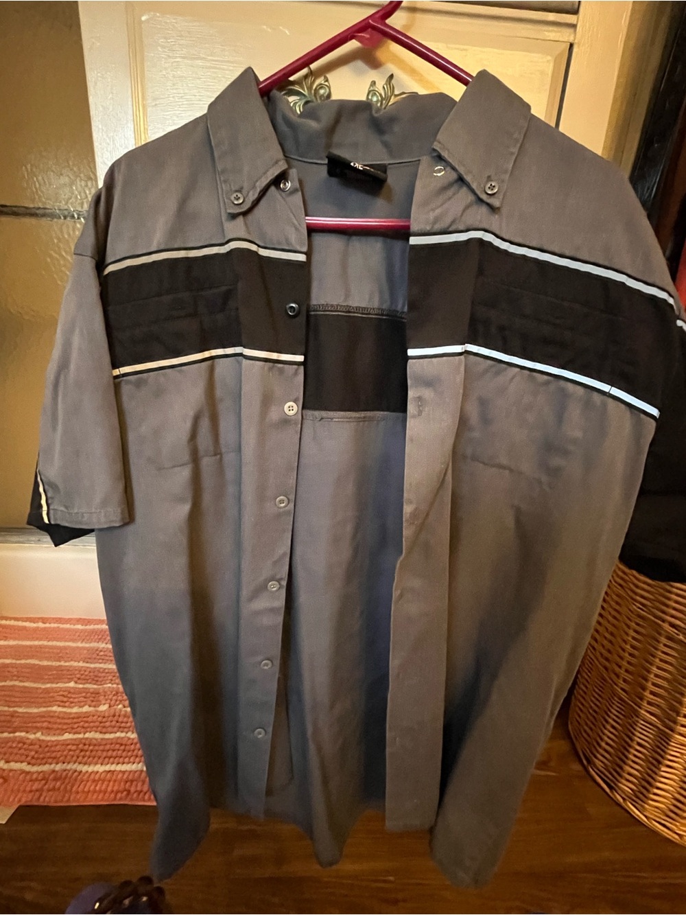 Gray Bike Week 2024 Short Sleeve Button-Up Shirt with Black Stripe